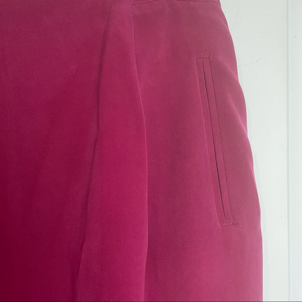 SILK Raspberry Hued Straight Skirt - Picture 3 of 7